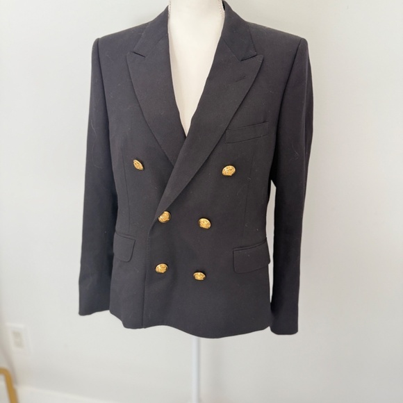CELINE Black Classic Suit Wool Blazer Sz 42 Stunning Gold Buttons Work Wear - Picture 5 of 16